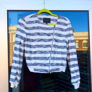 Sanctuary striped mini moto jacket